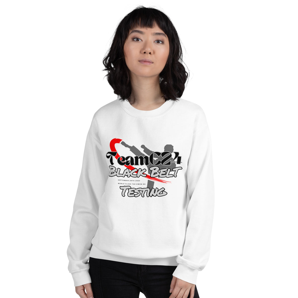 BORDER CREW NECK SWEAT BLACK × WHITE L Cotton Crew Neck Sweater Black - 102CPW white trim