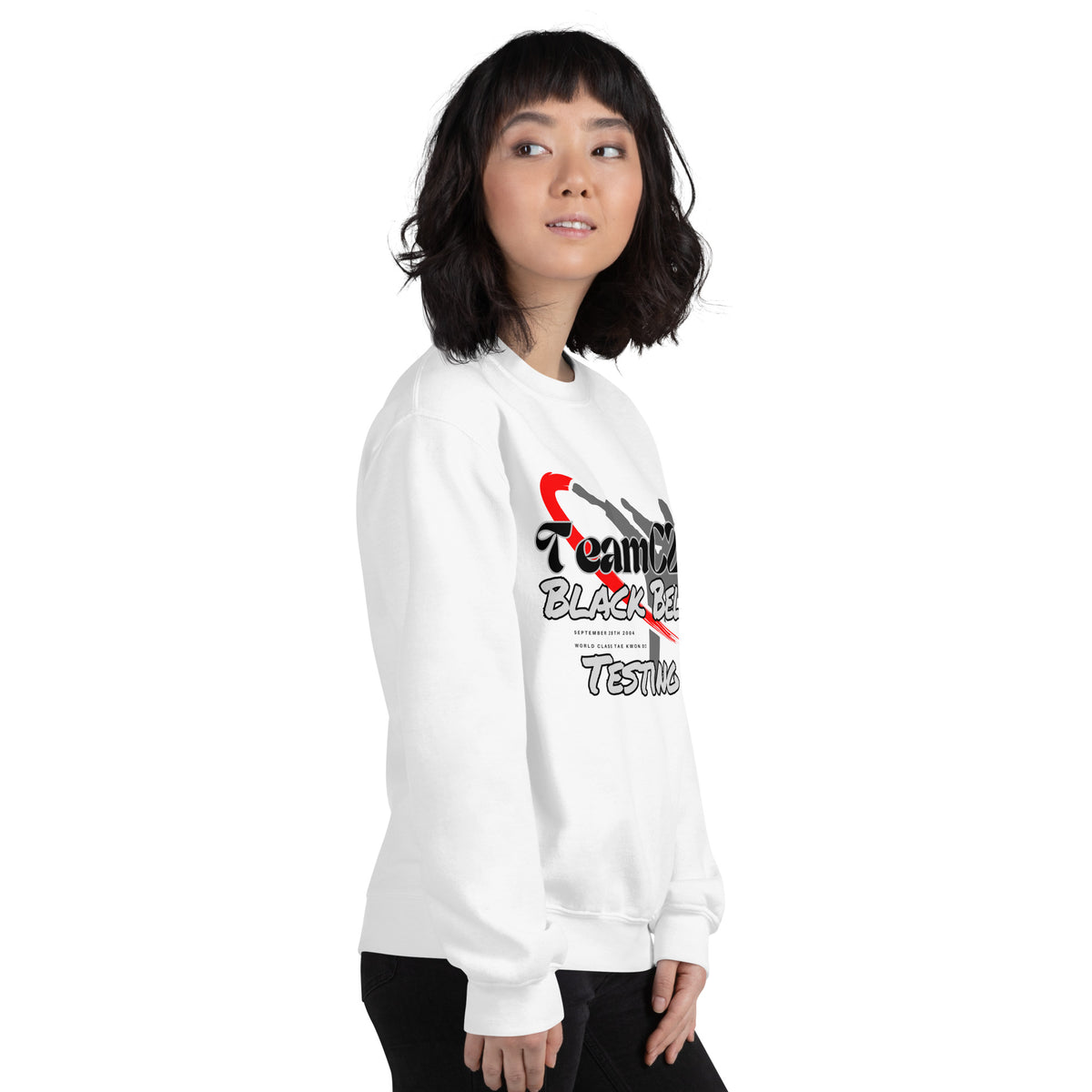 BORDER CREW NECK SWEAT BLACK × WHITE L Striped Sweatshirt, Black White Crewneck Fleece Cotton